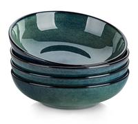 vancasso Série Stern Lot de 4 Bols à Pâtes en Grès, Assiettes Creuses, Assiettes à Pâtes, Grands Saladiers pour Lave-vaisselle et Micro-ondes, Vert