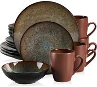 Vancasso Service de table en céramique stoneware, 16-St Kombiservice, Set de vaisselle avec bols, gobelets, assiettes à dessert, assiettes à manger pour 4 personnes