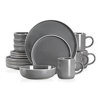 vancasso Sesam Service de table en faïence de 16 pièces avec assiettes à dessert, assiettes plates, tasses à café et bols, design scandinave pour 4 à 12 personnes