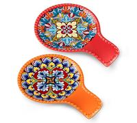 vancasso SIMI Lot de 2 Porte-cuillères en Céramique Style Bohème, Repos Ustensiles de Cuisine pour Spatules, Pinces ou Ustensiles, Lavable au Lave-vaisselle (Rouge et Orange)