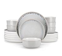 vancasso SNOW Service de Vaisselle pour 6 Personnes - 18 Pièces - Vaisselle Élégante en Grès avec 6 Assiettes Plates, 6 Assiettes à Dessert et 6 Bols à Céréales, Compatible Lave-vaisselle, Beige