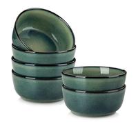 vancasso STARRY Lot de 6 Bols à Céréales - 960ml - Bols à Soupe en Grès - Passe au Lave-vaisselle et au Micro-ondes, Saladiers Pour Muesli, Flocons de Maïs ou Petit-déjeuner, Glaçure Vert