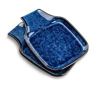 vancasso Stern Lot de 2 repose-cuillères carrés en céramique pour cuisinière, résistant à la chaleur, passe au lave-vaisselle, bleu four