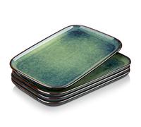 vancasso Stern Lot de 4 plateaux de service rectangulaires en céramique de 28 cm, plateaux de service verts pour le divertissement