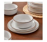 vancasso Vaiselle LOIRE, 36 Pièces Assiettes Service Complet, Glaçure au Sésame Brillant 12 Personnes - Gris