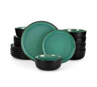 vancasso Vaiselle PLA, 36 Pièces Assiettes Service Complet, Finition mate et Forme de Bord incurvée 12 Personnes - Vert