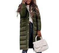 Vancavoo Manteau Femme Hiver Doudoune Long Blouson Matelassée Légère Manteaux à Capuche Chaud Veste Zippé Parka Jacket,Vert Armée,XXL