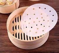 Vancens Lot de 100 doublures pour friteuse à air comprimé 25 cm en bambou perforé de qualité supérieure, tapis vapeur anti-adhésif