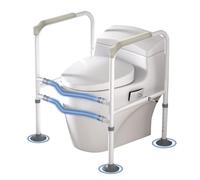 VANCHEMO Aide au relèvement des toilettes pour personnes âgées - Réglable en hauteur - Poignées de maintien - Cadre de toilette antidérapant - Avec accoudoirs et ventouse