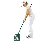 VANCHEMO Raclette à gazon en acier inoxydable avec poignée réglable - Râpe de nivellement pour arracher le sable - Pour le golf, l'herbe de jardin - 25 x 50 cm - Vert