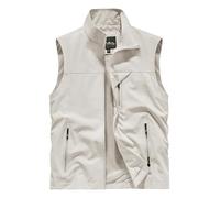 Vanchenl Gilet cargo léger à séchage rapide pour homme - Gilet cargo - Sans manches - Pour la pêche, le safari, la chasse, le camping, les voyages - Avec poches, beige, L