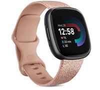 Vancle Bracelet Compatible avec Fitbit Versa 4/Sense 2/Fitibit Versa 3/Sense pour Femmes Hommes, Bracelet de Remplacement Réglable pour Fitbit Versa 4/Sense 2/Versa 3/Sense, Or Rose Flash S