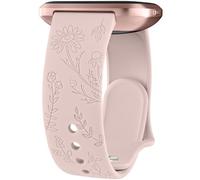 Vancle Bracelet pour Fitbit Versa 2 - Unisexe - En silicone - Motif floral - Gravé - Bracelet de rechange - Rose