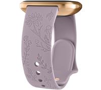 Vancle Bracelet pour Fitbit Versa 2 - Unisexe - En silicone - Motif floral - Gravé - Violet taro