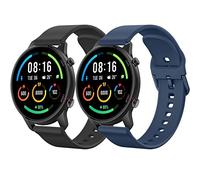 Vancle Bracelet pour Xiaomi Mi Watch/ S1/ S1 Active/Mi Watch Color Sport, 22mm Silicone Bracelet, Noir/Bleu Marine