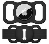 Vancle Collier pour Chien Apple AirTag, étui de Protection en Silicone pour Détecteur GPS Apple AirTag, Support Collier pour Chiens et Chats (Noir)