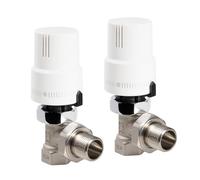 VANCOCO 2 Pièces 1/2 "(15×21) Robinet Thermostatique, Raccord Fileté, Régulateur de Radiateur, Coude en Équerre, Blanc, Sonde Liquide, Protection Anti-Gel, Norme EN215