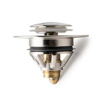 VANCOCO Lot de 2 bouchons de lavabo, insert Ø 37 mm, laiton brossé | Lot de 2 bouchons de vidange de rechange en laiton brossé Ø 37 mm, couvercle Ø 35 mm, hauteur 39,5 mm