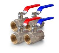 VANCOCO Lot de 4 robinets à boisseau sphérique 3/4" IG-IG en laiton, poignée à levier bleu et rouge, PN-40, étanches, pour eau, gaz, plomberie