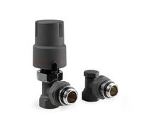 VANCOCO Robinet Thermostatique Radiateur et Coude de Réglage en équerre G1/2 (15×21) - Raccord étanche avec Joint 15/21 - Kit Thermostatique Radiateur Anthracite - Protection Anti-Gel, Norme EN215