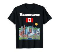 Vancouver Souvenir Vancouver City Skyline Drapeau Canadien T-Shirt