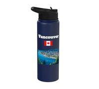 Vancouver Voyage souvenir Canada City lover drapeau canadien Stainless Steel Insulated Water Bottle
