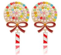 Vancy Utopia Boucles d'oreilles à tige en forme de pain d'épices avec strass pour femmes, boucles d'oreilles légères uniques pour fête, bal de fin d'année, cadeau pour femme, Zinc, Pas de gemme