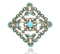 Vancy Utopia Broche carrée en forme de cowboy de l'Ouest turquoise pour femme, broche rétro classique, tendance, bijoux, accessoires cadeau, Métal, Pas de gemme