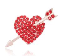 Vancy Utopia Broche de Saint-Valentin en forme de cœur en forme de flèche de Cupidon Broche élégante en émail rouge pour femme Cadeau, Métal, Pas de gemme