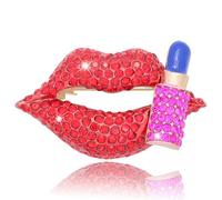 Vancy Utopia Broche en forme de lèvres avec strass sexy et élégante pour femme, Métal, Pas de gemme