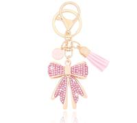 Vancy Utopia Porte-clés en forme de nœud en strass rose avec lettre de A à Z pour femme