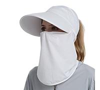 VanderHOME Chapeau de Soleil à Large Bord Femme Cou Visage Protection Chapeau de Plage pour Femme pour Queue de Cheval Été Anti UV UPF 50+ Chapeau Soleil Femme avec Rabat Détachable Le Cou