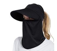VanderHOME Chapeau de Soleil à Large Bord Femme Cou Visage Protection Chapeau de Plage pour Femme pour Queue de Cheval Été Anti UV UPF 50+ Chapeau Soleil Femme avec Rabat Détachable Le Cou