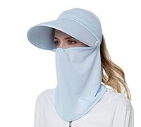 VanderHOME Chapeau de Soleil à Large Bord Femme Cou Visage Protection Chapeau de Plage pour Femme pour Queue de Cheval Été Anti UV UPF 50+ Chapeau Soleil Femme avec Rabat Détachable Le Cou