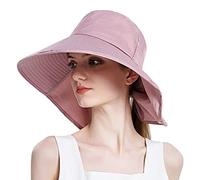 VanderHOME Chapeaux de Randonnée Pliable Protection Cou Chapeau de Soleil à Large Bord Homme Femme avec Mentonnière Amovible Chapeau Pêcheur Respirant Séchage Rapide, Rose