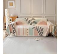 VanderHOME Géométrique Art Housse de canapé,Multifonction Jeté de Canapé Grande Taille, Réversible Couvre Canapé Jete de Canape Polyvalente 180 * 130cm-feuilles d'été