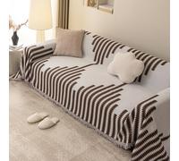 VanderHOME Grand Plaid et Couvre-lit en Chenille, Plaid Canape, Lavable Jeté de canapé, Jete de canape avec Franges Délicates,Protege Canape, Couvre Canapé d'angle 180 * 420cm-Curry