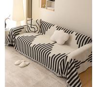 VanderHOME Grand Plaid et Couvre-lit en Chenille, Plaid Canape, Lavable Jeté de canapé, Jete de canape avec Franges Délicates,Protege Canape, Couvre Canapé d'angle 180 * 320cm-Noir