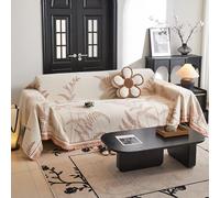 VanderHOME Grand Plaid et Couvre-lit en Chenille, Protege Canape, Lavable Jeté de canapé, Jete de canape avec Franges Délicates 180 * 340cm-Orange