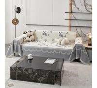 VanderHOME Grand Plaid et Couvre-lit en Chenille, Protege Canape, Lavable Jeté de canapé, Jete de canape avec Franges Délicates 180 * 180cm-Gris Clair