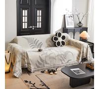 VanderHOME Grand Plaid et Couvre-lit en Chenille, Protege Canape, Lavable Jeté de canapé, Jete de canape avec Franges Délicates 180 * 300cm-Curry