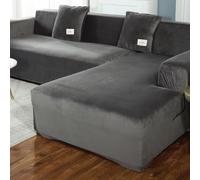 VanderHOME Housse Canapé d'angle Extensible, Super Douce en Polyester pour Chien ou Animal Domestique Minimaliste Moderne Protection Canapé d'angle (Gris)