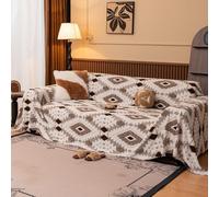 VanderHOME Housse de Canapé 1 2 3 4 Places, Couvre Canape Décorative, Couverture d'hiver Chaud, Tissu Résistant à l'usure Anti-Dérapant, Texture Léger Élégant 180 * 300cm-Marron foncé