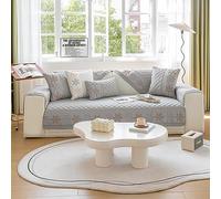 VanderHOME Housse de Canapé 1/2/3/4 Places en Forme de L, 2024 Nouvelle Housse canapé Universelle Antidérapante en Coton pour Salon 90 * 90cm-Gris-dossiers(1 pièce)