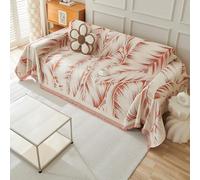 VanderHOME Housse de canapé à Motif Botanique Plaid Canape Multifonction Chenille Jete de Canape Grande Taille avec Frange, Jeté de lit ou Réversible Jeté de canapé 180 * 300cm-Orange