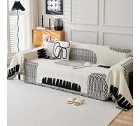 VanderHOME Housse de canapé Art Abstrait,Multifonction Jeté de Canapé Grande Taille, Réversible Couvre Canapé Jete de Canape Polyvalente 180 * 230cm-Noir