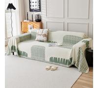 VanderHOME Housse de canapé Art Abstrait,Multifonction Jeté de Canapé Grande Taille, Réversible Couvre Canapé Jete de Canape Polyvalente 180 * 340cm-Vert
