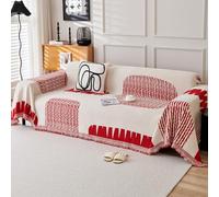 VanderHOME Housse de canapé Art Abstrait,Multifonction Jeté de Canapé Grande Taille, Réversible Couvre Canapé Jete de Canape Polyvalente 180 * 230cm-Rouge