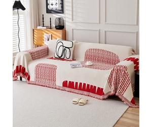 VanderHOME Housse de canapé Art Abstrait,Multifonction Jeté de Canapé Grande Taille, Réversible Couvre Canapé Jete de Canape Polyvalente 180 * 150cm-Rouge