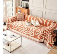 VanderHOME Housse de canapé Bohémien, Jete de Canape Réversible, Housse de lit, canapé, Housse pour Meubles de canapé, Convient aux Enfants, Chiens, Chats 180 * 280cm-Orange
